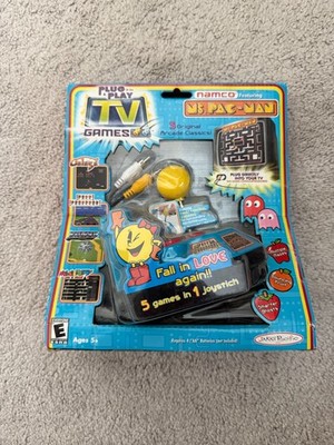 NEW Namco Ms. Pac-Man 5-in-1 TV Plug N Play Arcade Game Joystick (Jakks 2004)