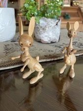 1960s Vintage Zeus Wood Spain Mid-Century  Kangaroo Rabbit Set Signed