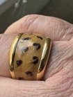 Vintage 925 Sterling Gold Plated Chunky Tortoiseshell Style Ring Size 10, 80-90s