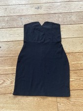 Vintage Y2K 90s Black Strapless Bodycon Evening Dress Medium Derek Heart