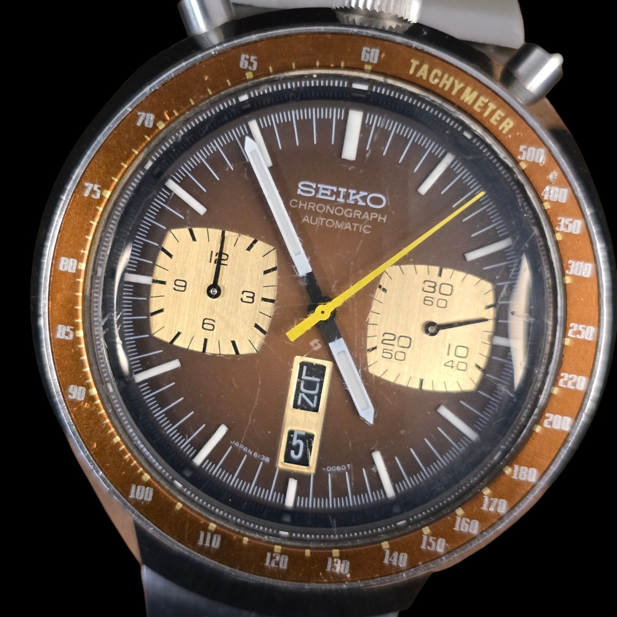Vintage Seiko Bullhead root beer chrono 6138-0049 43 mm