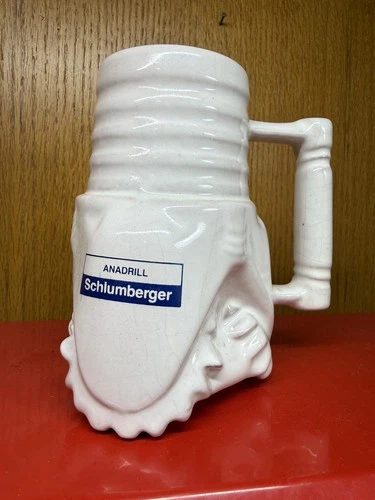 VTG Frankoma Pottery Coffee MugOil & Gas Anadrill Schlumberger Drill Bit 5" Tall