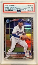 2025 Bowman BCP-29 David Ortiz Jr. Ch. Pros. Reptilian Ref PSA GM 10 RC Texas