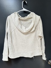 Free People Women  s Cream Cropped Sweater Oversize Cowl Neck Small