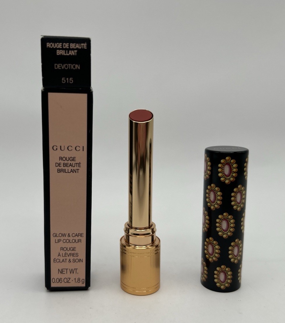 GUCCI Rouge De Beaute Brillant Shine Glow Care Lipstick 515 DEVOTION NEW W/BOX