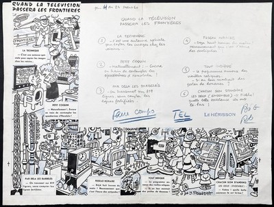 J. Pruvost - TV Fernseher télé dessin humoristical drawing Le Herisson 1960