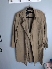New Look Khaki Lightweight Duster Coat Longline Trench Jacket UK 12