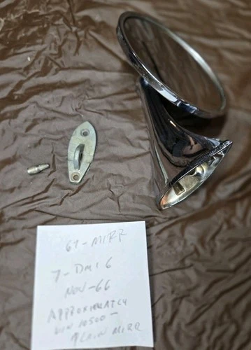 1967 Chevrolet Corvette Chrome No Bow Tie Side Mirror 7DMI6 w/ Reinforcement 