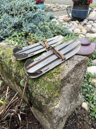 Antique Winter Snowshoes Snow Shoes Metal Cabin Lodge Decor Rustic Display 10”