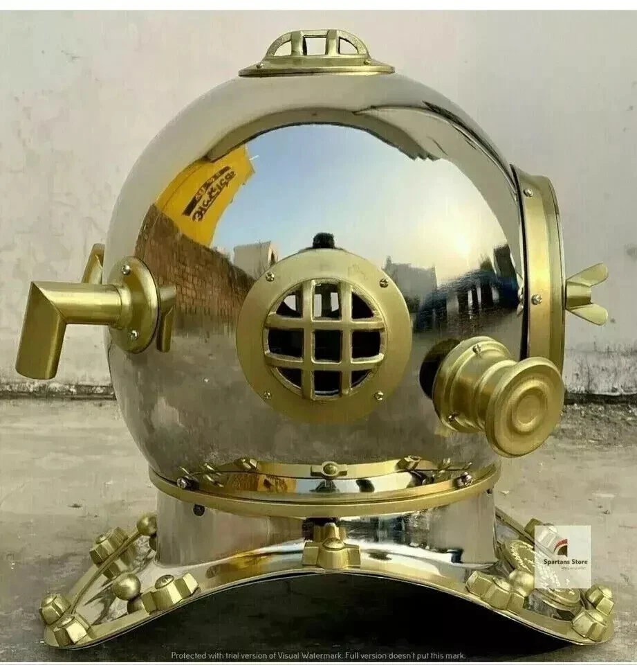 Boston Chrome 18" Inches Diving Helmet, US Navy Mark IV Deep Scuba Divers Helmet - Image 3 of 4