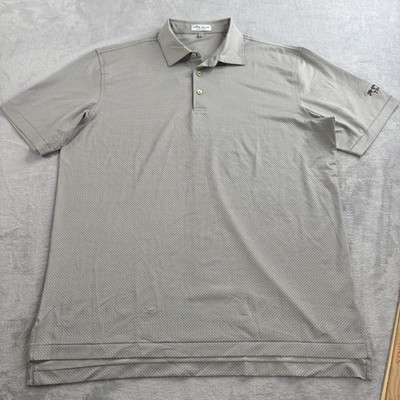 Peter Millar Summer Comfort Mens L Polo Shirt All Over Print Sharks Tooth Villa
