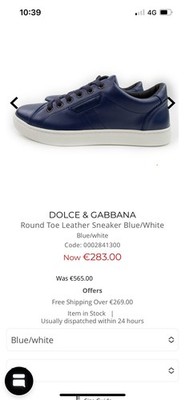 Dolce & Gabbana Sneakers Shoes Scarpe Round Toe Blue Leather Top!