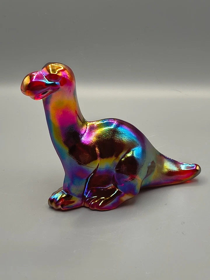 Fenton Ruby Red Carnival Iridized Dinosaur Figurine Pressed By Mosser - Image 1 of 4