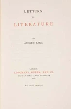 Andrew Lang / Letters on Literature Limited Edition 1889