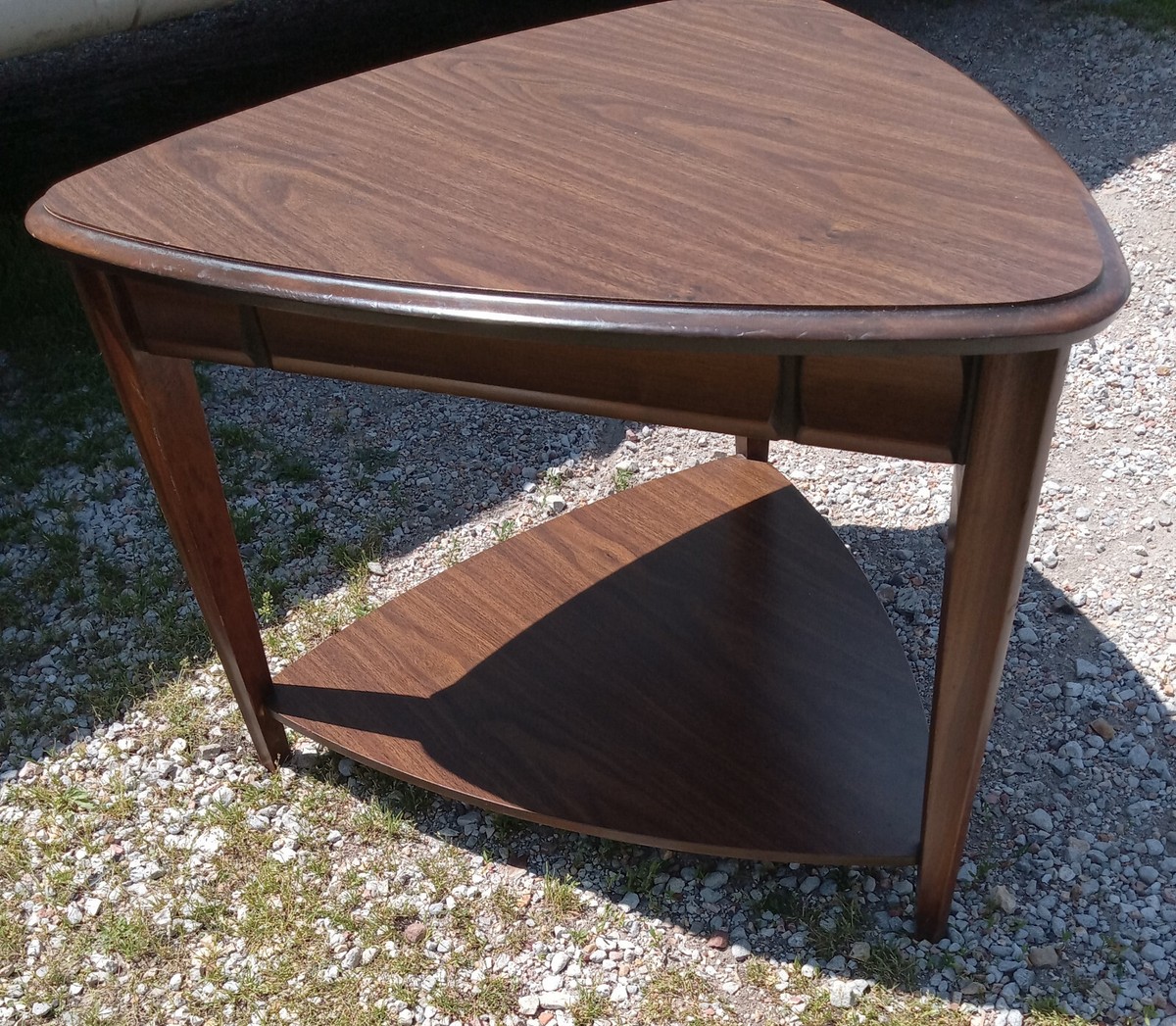 Mid Century Mersman Walnut Formica Top Guitar Pic End Table (ET