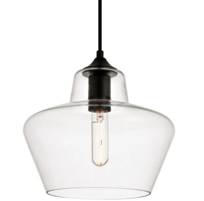 Elegant Lighting LDPD2118 Placido 1 Light 9-13/16''W Mini Pendant, Black