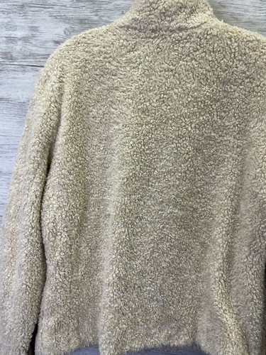 Pendleton Sherpa Jacket Womens M Oatmeal Deep Pile Full Zip Sweater - Picture 14 of 15