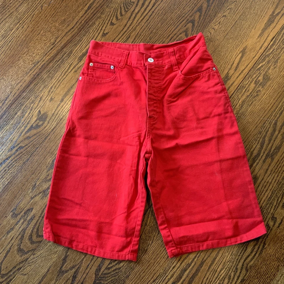 Shorts jeans vintage aço anos 80 anos 90 Y2K cintura alta vermelho tamanho 9 EUA cintura alta em excelente estado usado - Imagem 2 de 4
