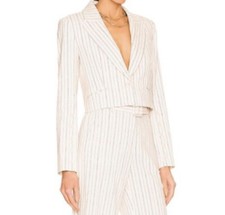Veronica Beard Armada Pinstriped Linen Blend Cropped Blazer Jacket Sz. 8 NWOT