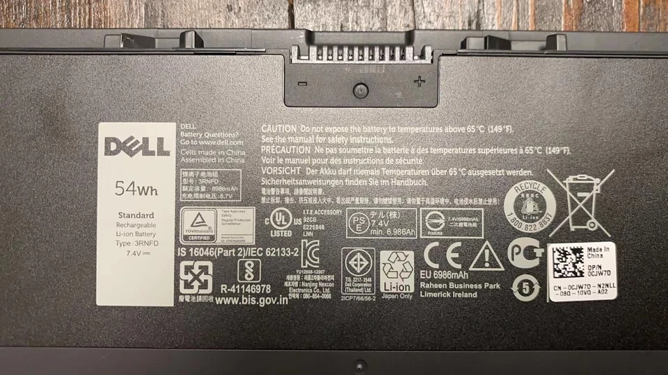 Batería Original 54Wh 3RNFD OEM Para Dell Original E7440 E7450 E7420 34GKR PFXCR Foto 3 de 4