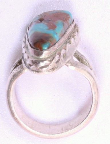Rustic Nevada Turquoise Sterling Silver Ring Size 9 X292D - Picture 3 of 5