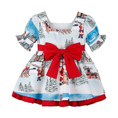 Mädchen Weihnachten Partykleid Kleinkind Puffärmel Skaterkleid Baby Festkleid DE