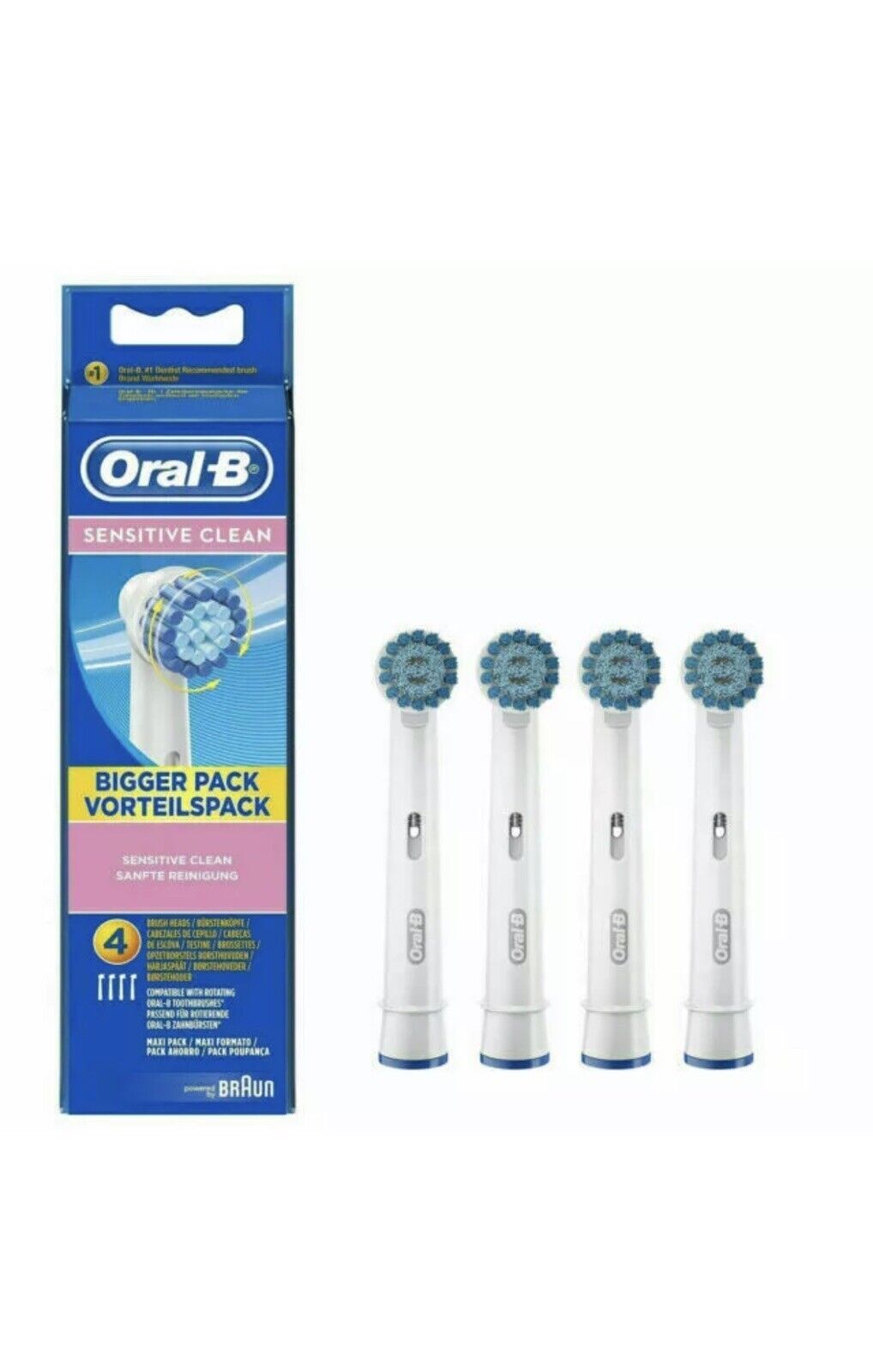 OralB Braun Sensitive Clean Replacement Toothbrush Heads Pack of 8