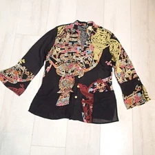 Citron Santa Monica Top Asian-Inspired Multicolor XS Relaxed Fit