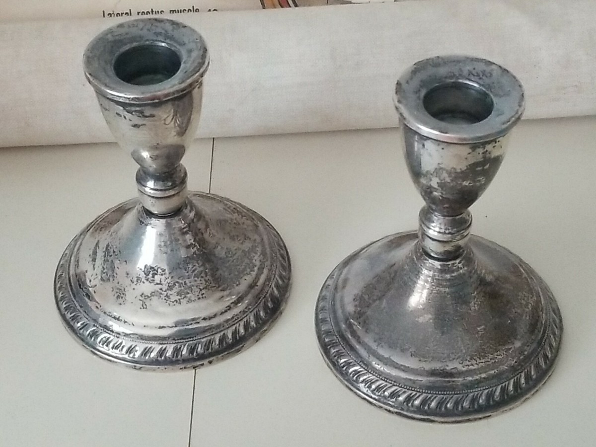 Vtg Pair Duchin Creation Weighted Sterling Silver Candle