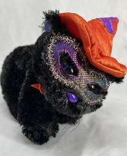 Vintage Dan Dee Plush Halloween Black Cat with Orange Witch Hat TAGS ATTACHED
