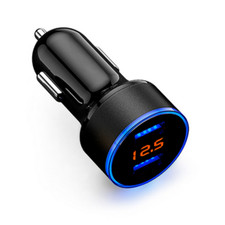 Cargador de coche USB doble pantalla de voltaje LED encendedor enchufe de toma de corriente