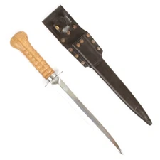 Dutch WWII Stormdolk Fighting Knife with Leather Scabbard