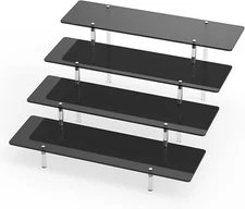 Acrylic Riser Display Stand, Black 4 Tier Cupcake Stand Display Risers Shelf