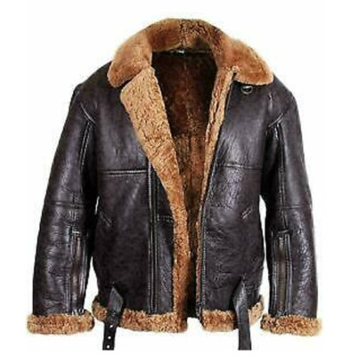 RAF Bomber Irvin USA Ginger Aviator British Sheepskin Shearling Leather Jacket
