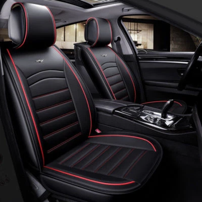 Pour Mitsubishi Jeu Housses 2 Couvre Siege Avant Voiture Cuir Noir Deluxe - Photo 1/3