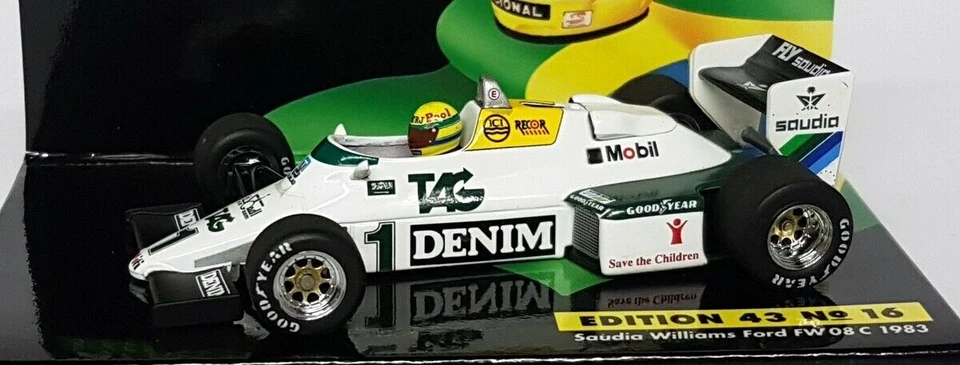 Minichamps 1/43 Scale Saudia Williams Ford FW08C 1983 Ayrton Senna Model F1 Car - Image 4 of 4