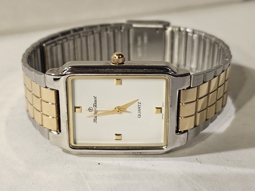 Mathey Tissot Mens Rectangle Analog Watch Gold & Silver Tone With White Dial - Picture 4 of 11