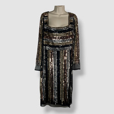 Adrianna Papell Women's Black Sequined Cutout-Back Dress Size 14