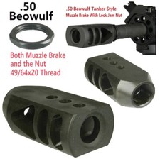 All Steel 49/64x20 TPI Tanker Competition Muzzle Brake For Beo50 W Jam Nut