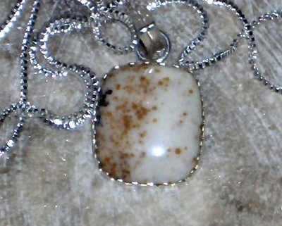COFEE AND CREAM AGATE PENDANT 925 SILVER PLATED 1 3/4'' free 925 chain