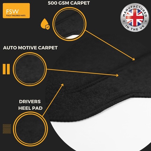 Fits Ford Transit Custom Van 2015-2019 Fully Tailored Carpet Floor Mats Black - Picture 5 of 10