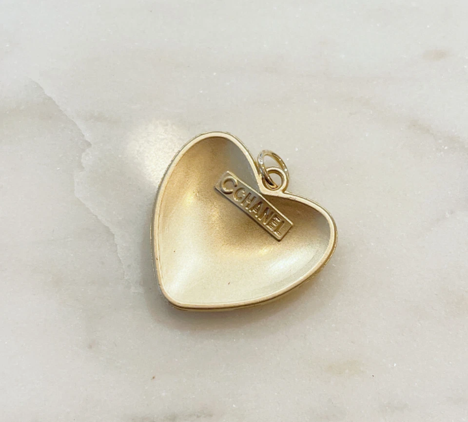 Chanel Gold Heart 25mm STAMPED Designer Pendant Charm - Image 2 of 2