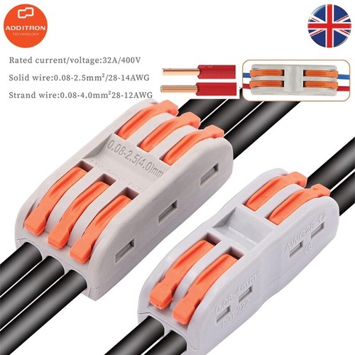 Spring Lever Terminal Block Electrical Cable Wire Connector Quick Splice Inline - Picture 6 of 17