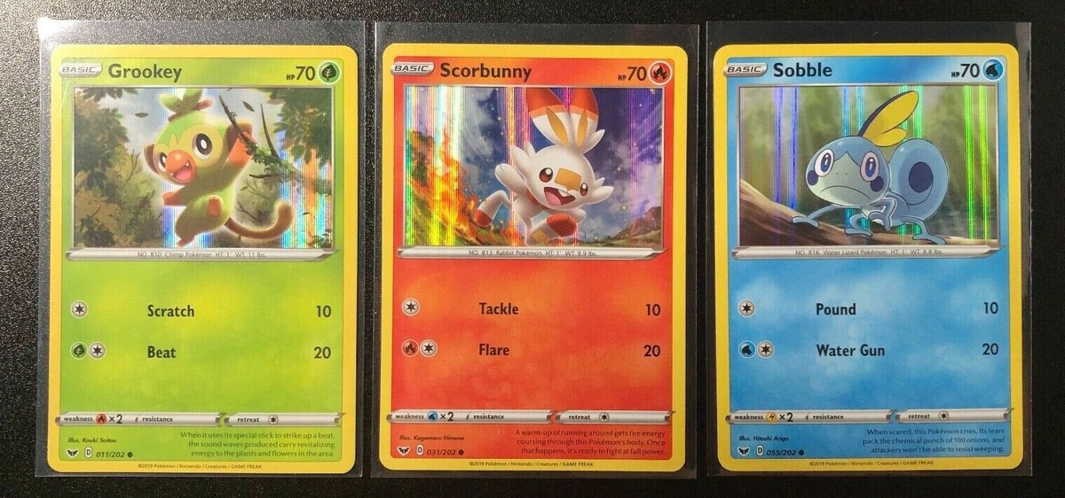 Pokemon Grookey Scorbunny Sobble 011/202 031/202 055/202