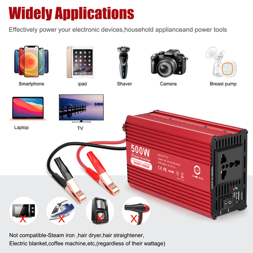 1000W Car Power Inverter Dc 12V to Ac 230/240V Car Voltage Converter USB Charger - Picture 3 of 10