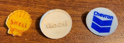 3 Gasoline Chevron,Mobil,Shell Golf Divots Used