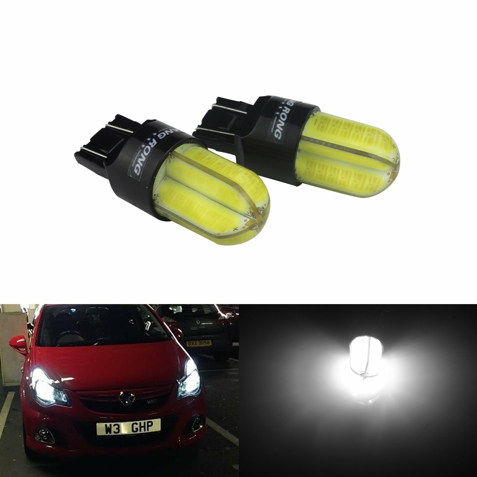 2x White 6000K COB 8 LED 7440 7444 T20 Bulb For Fiat 500 Daytime