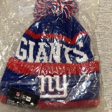 Giants Hat Team Cuffed Fleece Lined Knit Beanie Removable Pom Blue Fast Ship