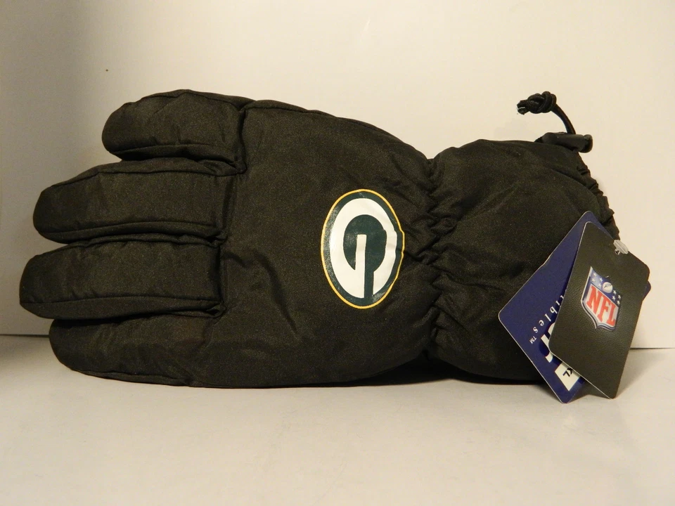 SZ Sm/Med Green Bay Packers Зимние Лыжные Перчатки Задняя дверь Игра Черные ИЗОЛИРОВАННЫЕ - Изображение 2 из 4