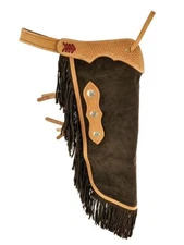 Chocolate Suede Cowboy Rodeo Chinks Argentina Basket Stamp Tooling Chaps NEW